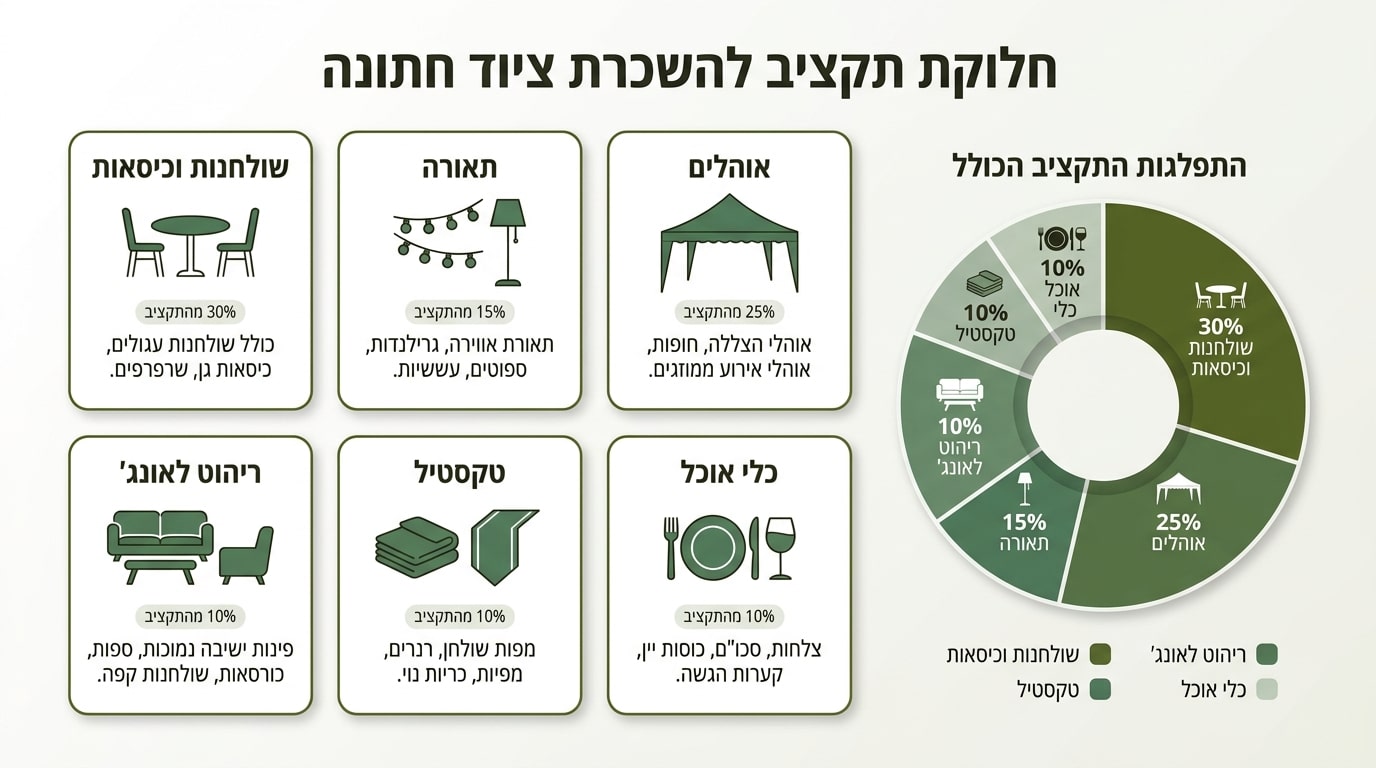 השכרת ציוד לחתונת בוהו שיק בניית חבילה חכמה